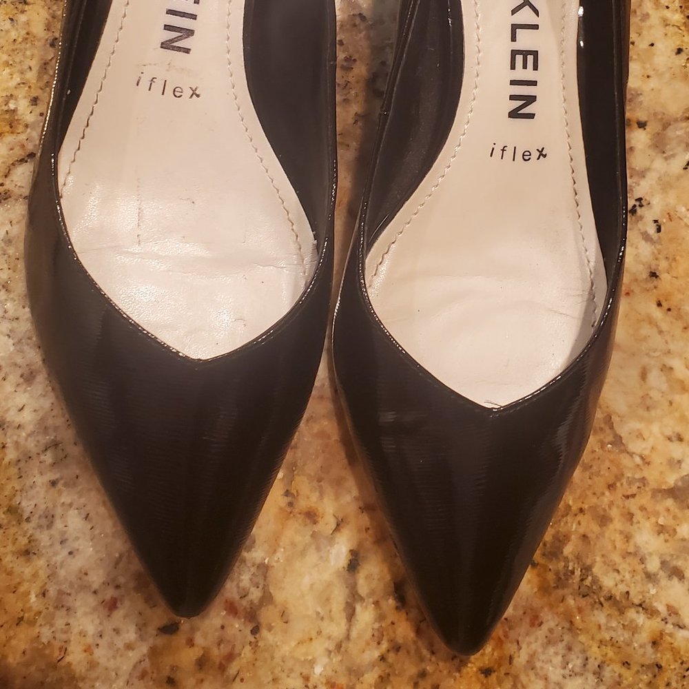 Anne Klein Iflex Norwood Pump Block Heel Black Patent 8